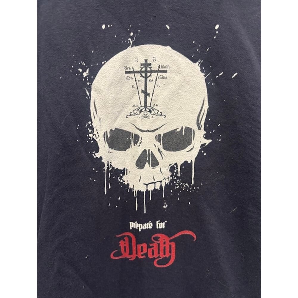 Prepare for Death Orthodox Golgotha Cross Skull Black Hooded Pullover Sweatshirt - Picture 3 of 7